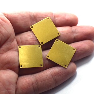 Raw Brass  Square  Shape Blanks  -  4 Hole   Findings ,  0.5 x 20 x 20 mm