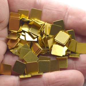 Raw Brass  Small Square  Shape Blanks  -   ( No Holes )   Findings ,  0.5 x 7 x 7 mm