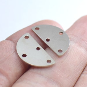 0.8 x 10 x 20 mm , Silver Tone  Semi Circle  Charms  - 4 Hole