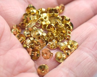 5.5 x 6 mm , Raw Brass Earring  Back  Stopper Charms