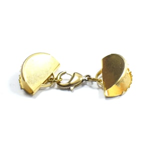 Raw Brass  15 mm D Ribbon Crimps End Finished Connectors , Crimp End with Lobster -  Width 10 x 25 mm