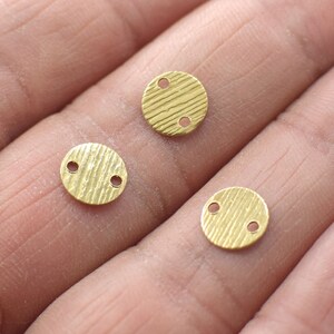 0.5 x 8 mm ,  Raw Brass Textured  Round Findings  - 2 Hole