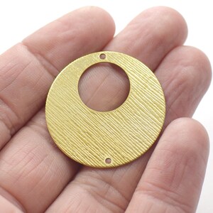0.8 x 32 mm ,  Raw Brass Textured Round Earring Findings  - 2 Hole