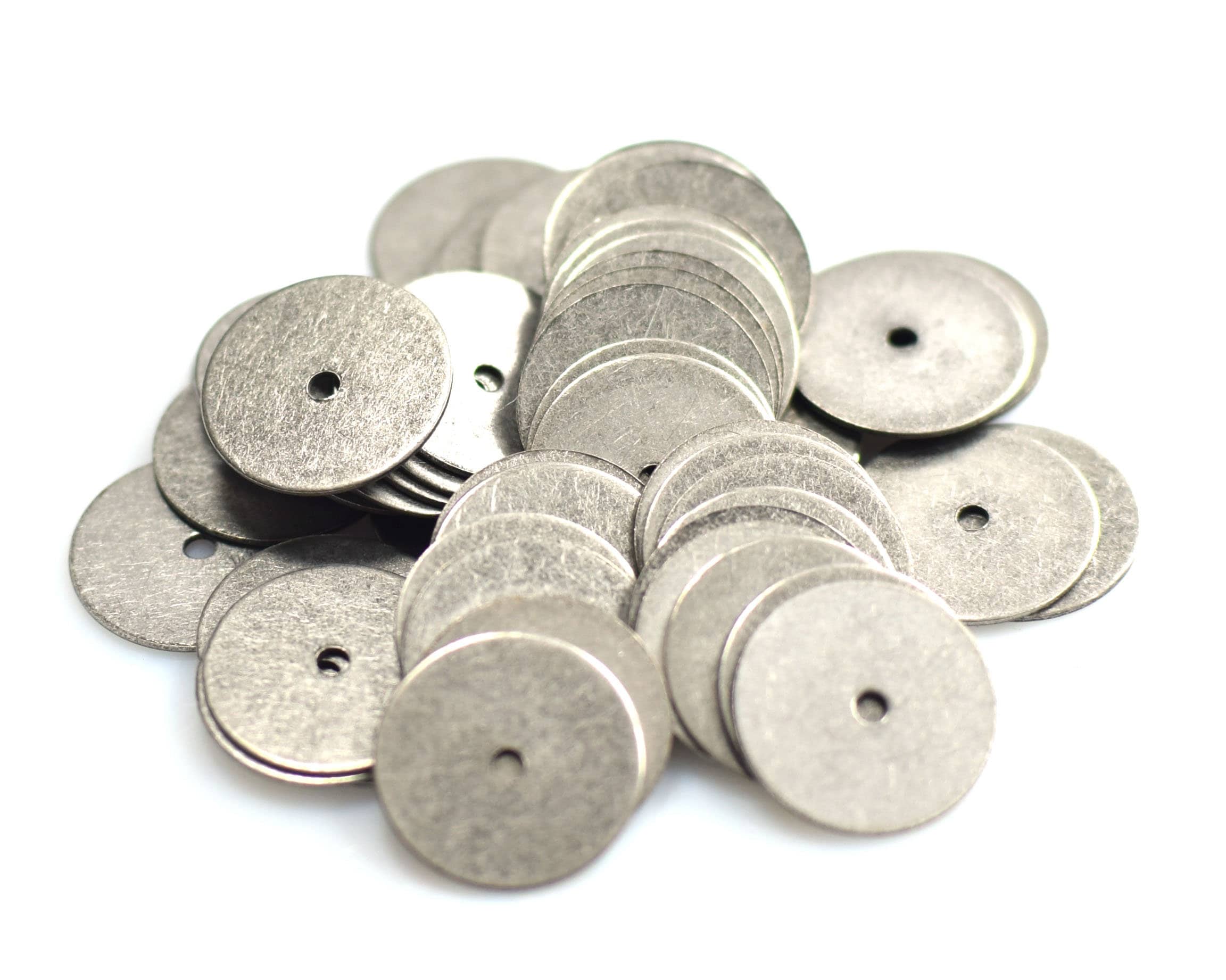 Antique Silver Round Middle Hole Disc - Round Disc - 0.5 X 12 Mm - Etsy