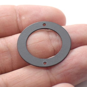 0.5 x 25 mm, Black Color Round Ring Charms - 2 Hole
