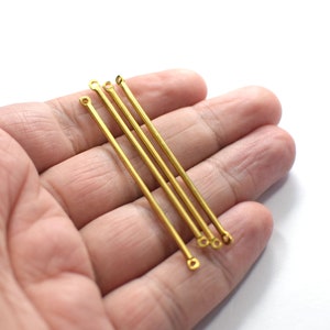 Achados de haste redonda sólida de latão cru - 2 x 60 mm - 2 furos