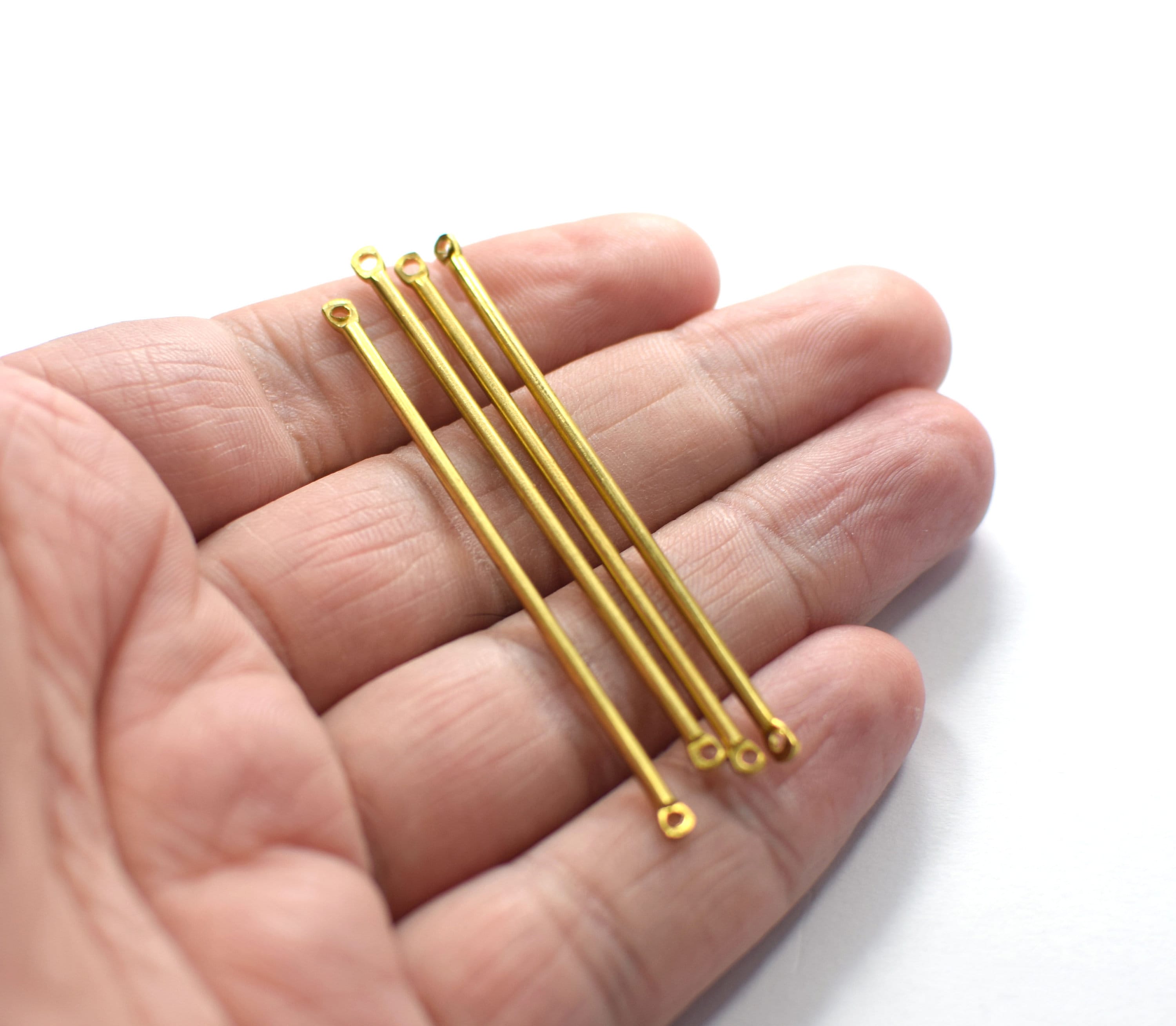 Raw Brass Solid Round Rod Findings - 2 X 60 Mm - 2 Hole - Etsy