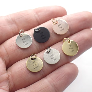 Custom Jewelry Logo Charms -Personalized Logo Charms -Jewelry Tag Charms - 0.8 x 12 mm - Jewelry Label Findings