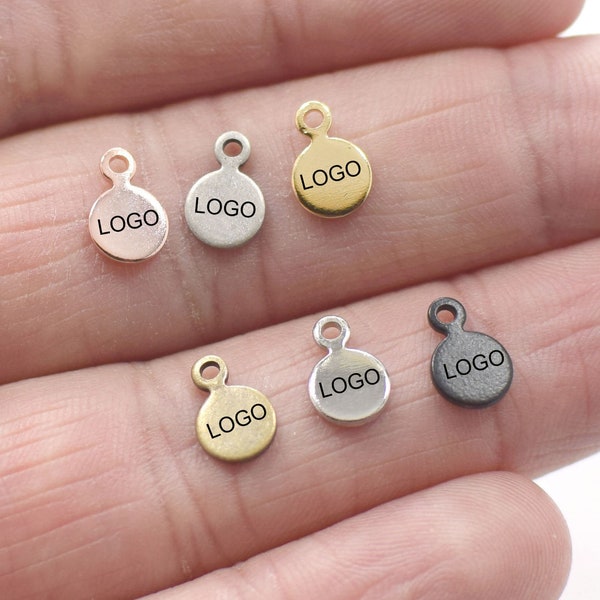 Custom Jewelry Logo Charms -Personalized Logo Charms -Jewelry Tag Charms - 0.8 x 6 mm - Jewelry Label Findings