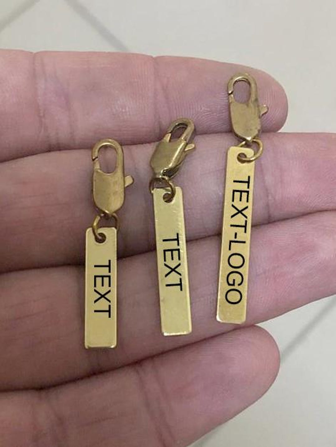 Pull Name Zipper Pull Name Custom Laser Engraved Raw Brass Tag , Personalized ...