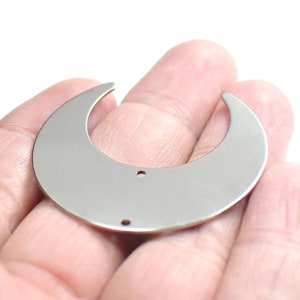 0.8 x 39 x 42 mm , Silver Tone  Crescent Shape Charms -  2 Hole