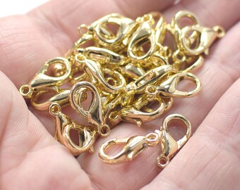 7 x 14 mm , 24K Shiny Gold Plated Lobster Clasps - 3
