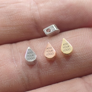 3 x 4 x 6 mm Solid Drop , Laser Engraved Beads , Laser Logo Beads ,Customized Laser Logo Beads  , Solid Mini Laser Logo Beads - Hole 2 mm