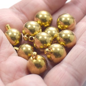 12 x 15 mm , Raw Brass Industrıal Solid Ball Bead With Handle - Hole 2.3 mm