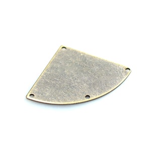 Antique Brass Fan Charms - 4 Hole Fan Findings  - 0.8 x 27 x 40 mm