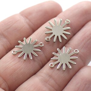 0.8 x 15 x 18.5  mm , Silver Tone Sun Shape  Charms   - 2 Hole