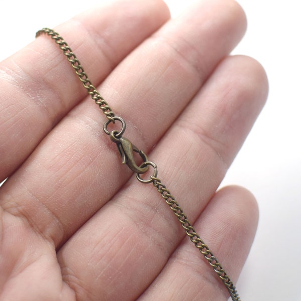 2 x 3 mm, cadena de collar con acabado de latón antiguo