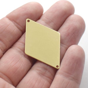 0.8 x 26 x 40 mm , Raw Brass Rhombus Charms - 2 Hole