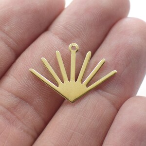 0.8 x 17 x 24  mm , Sun Shape Raw Brass Charms - 1 Hole