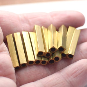 4 x 4 x 25 mm Raw Brass Square Tube Findings - 3.2 mm Hole Round