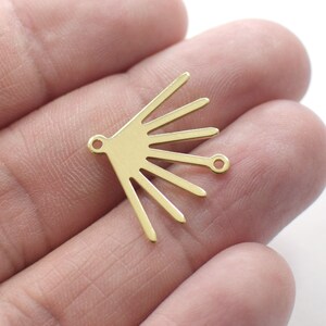 0.8 x 19 x 24  mm , Sun Shape Raw Brass Charms - 2 Hole