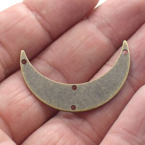 0.8 x 9 x 35 mm ,  Antique Brass  Crescent Shape  Charms - 4 Hole
