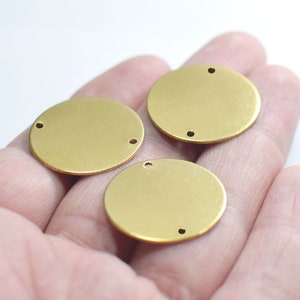1 x 25 mm, Raw Messing Runde Stempelscheibe - Runde 2 Loch Erkenntnisse