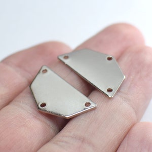 0.8 x 12.5 x 25 mm , Silver Tone  Semi Circle Pentagon Charms  - 3 Hole