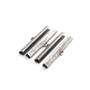 Antique Silver  Ribbon Crimps -  Ribbon Crimp  -  6 x 45 mm
