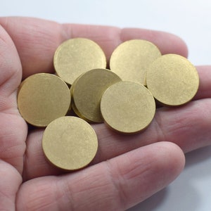 Raw Brass Solid  Round Shape Blanks  -   ( No Holes )   Findings ,  3 x  18 mm