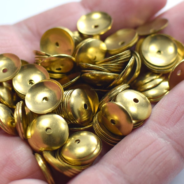 Raw Brass   Bead Caps - Round Bead Caps - 0.5 x 10 mm