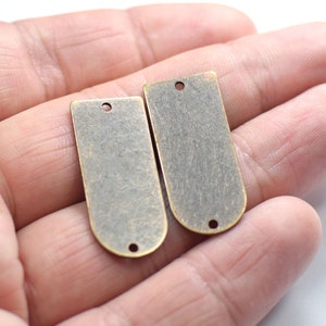 0.8 x 13 x 30 mm,  Antique Copper  D Shape Charms -  2 Hole