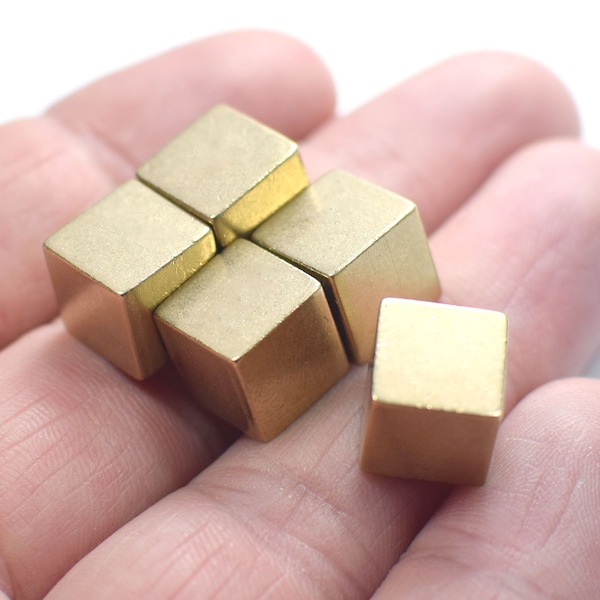 10 x 10 mm , Raw Brass Square Solid Cube Beads ( No Hole )
