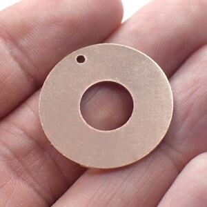 0.8 x 25 mm ,  Raw Copper Round Disc Findings  - 1 Hole