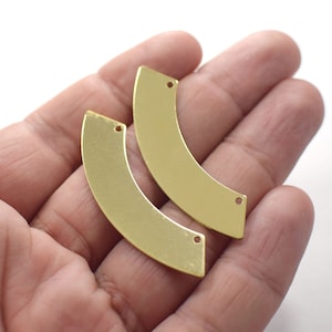 Raw Brass Crescent Shape Charms -  2 Hole  Crescent  ,  0.8 x 10 x 50 mm