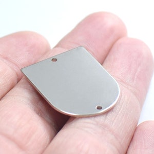 0.8 x 21 x 28 mm,  Silver Tone  D Shape Charms -  2 Hole