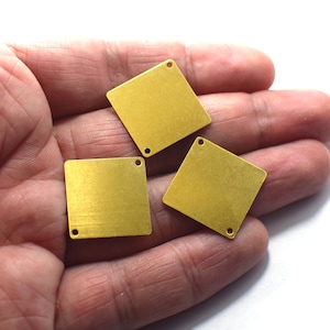 Raw Brass  Square  Shape Blanks  -  2 Hole   Findings ,  0.5 x 20 x 20 mm