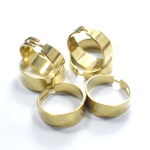 Adjustable  Ring Base  Raw Brass  - 20 mm Ring  - 8 mm Width
