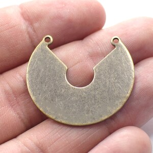0.8 x 27 x 31 mm , Antique  Brass Moon Connectors - 2 Hole