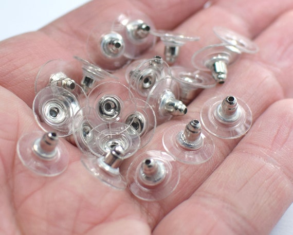 11 X 7 Mm , Silver Color Earring Backs ,silicone Clear Earring Backs 