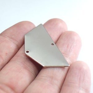 0.8 x 20 x 40 mm , Silver Tone  Semi Circle Pentagon  Charms  - 2 Hole