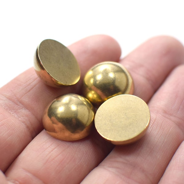 8 x 16 mm , Raw Brass Solid İndustrial Half Ball Beads Findings  - No Hole