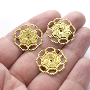 0.5 x 22 mm , Raw Brass Round Flower Charms