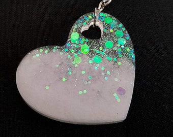 Personalised Resin Heart Keyring
