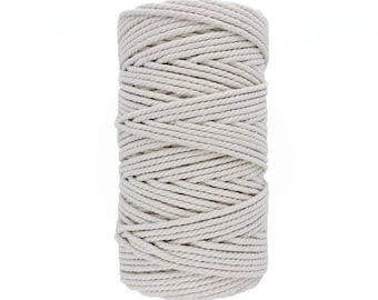 Twisted cotton rope 1mm to 5mm, 500gr, yarn for macrame, crochet, knitting, weaving, decoration, carpet - GOTS & OEKO-TEX® certified