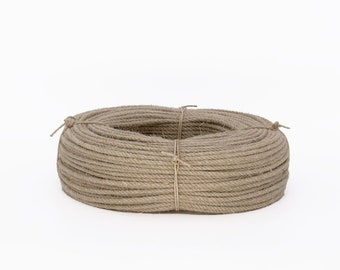 100% Natural Hemp Rope - 6mm to 26mm - Natural rope for decoration, baseboards, railings, stair handrails, crafts, DIY projects