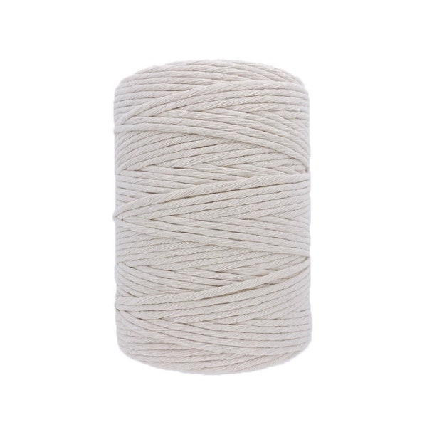 1kg - 2mm à 5mm - Fil corde de coton peigné pour Macramé, bobine single twist - Certifiée GOTS & OEKO-TEX® - Plumes et feuilles