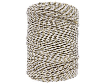 Corde Coton Torsadé Macramé Recyclé 1mm à 3mm, 100m fil câblé macramé, bobine de corde en 100% coton torsadé, fil pour macramé OEKO-TEX