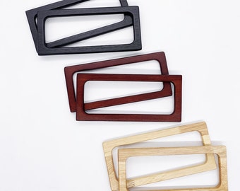 Set mit 2 rechteckigen Holzgriffen – Herstellung von Taschen, Handtaschen und Einkaufstaschen DIY Makramee, Stricken, Häkeln