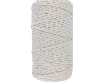 3mm Macrame Cotton Rope Twisted and Combed 150gr, 120m spool of Single and Double Twist cotton for macrame, knitting and crochet